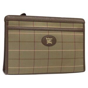 BURBERRYS Nova Check Clutch Bag Canvas Beige Auth bs25648